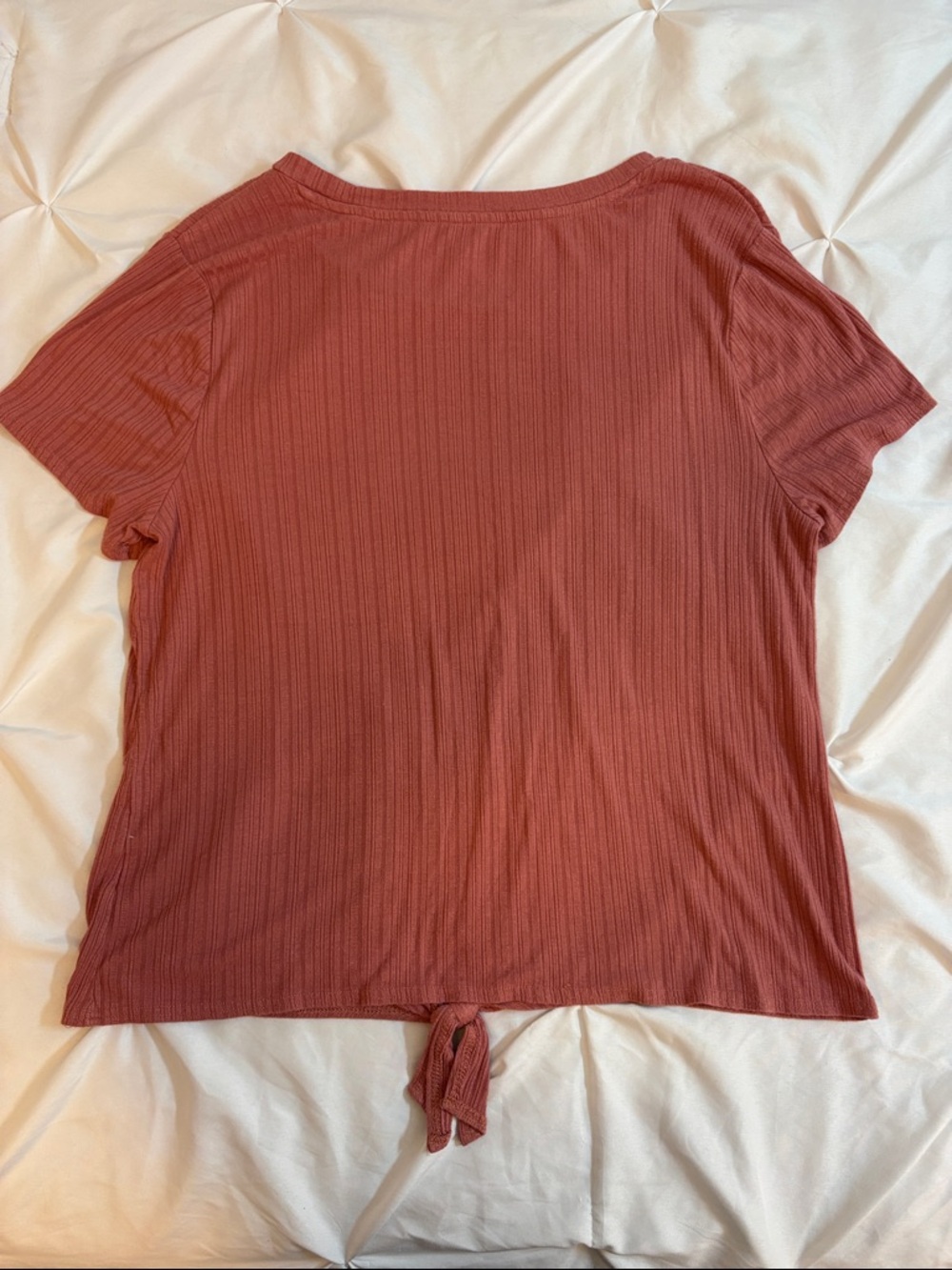 Junior Pink Rust Knot-Front Ribbed Tee - Picture 4 of 6